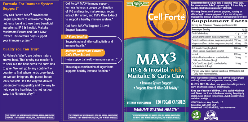 Cell Forté® MAX3 120 Veg Capsules