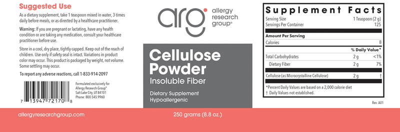 cellulose powder allergy research group label