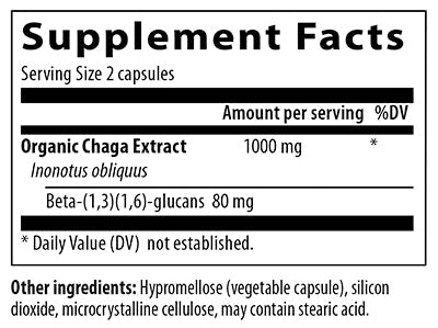 Chaga Extract Capsules (Real Mushrooms) supplement facts