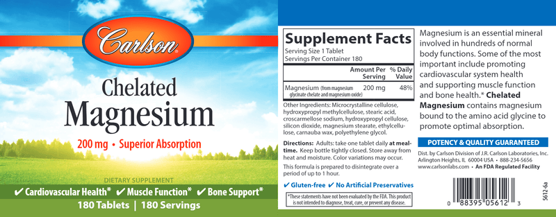 Chelated Magnesium (Carlson Labs) label