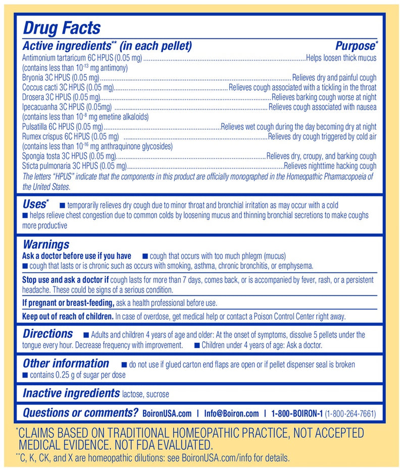 chestal meltaway kids boiron drug facts