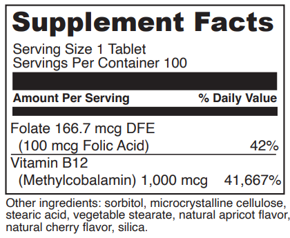 chewable b12 mc davinci labs supplement facts