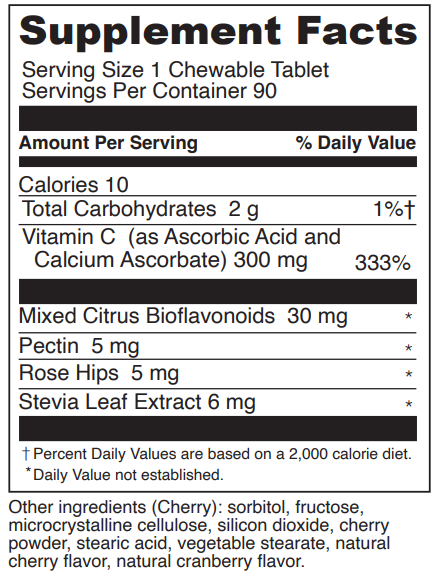 chewable c 300 davinci labs supplement facts