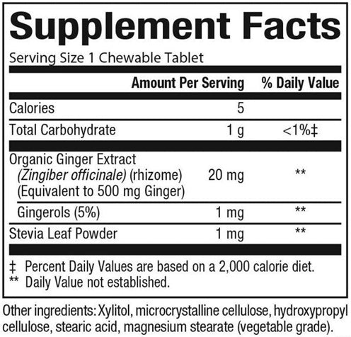 chewable ginger natural factors supplement facts