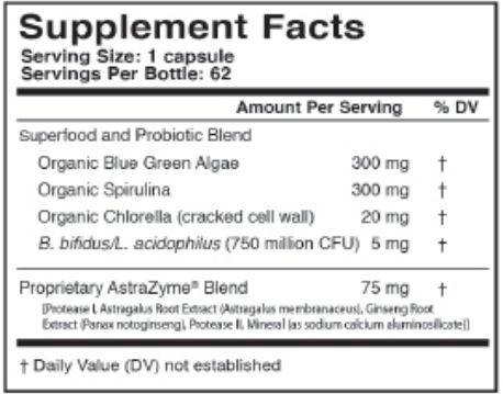 ChloraXym Master Supplements (US Enzymes) supplement facts