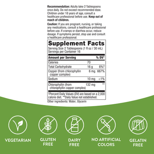 chlorofresh liquid unflavored nature's way supplement facts