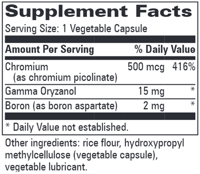 Chromium Picolinate 500 (Progressive Labs) Supplement Facts