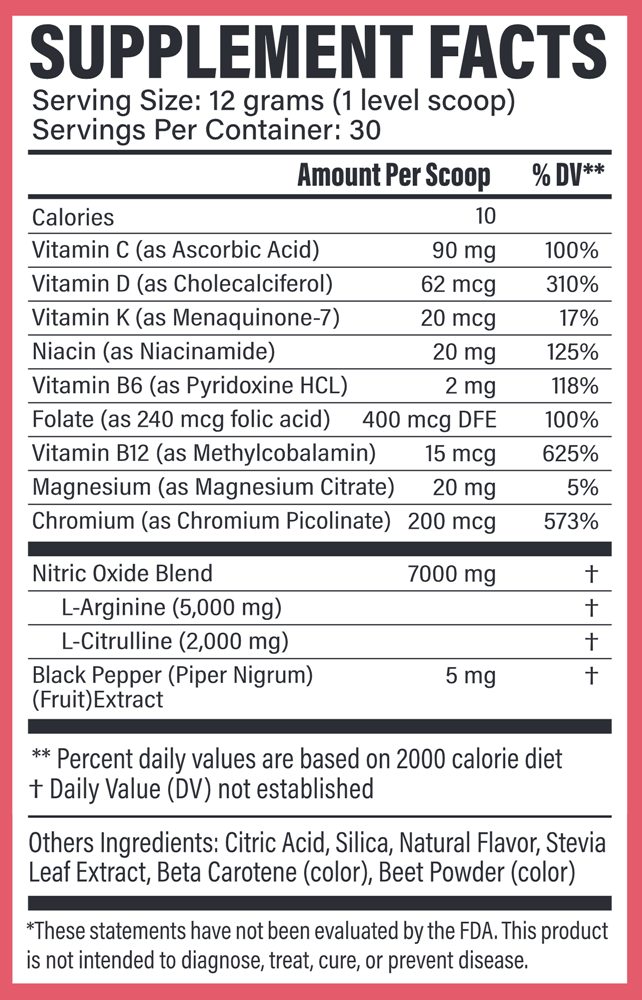 Circulation Peach Lemonade Fenix Nutrition supplement facts