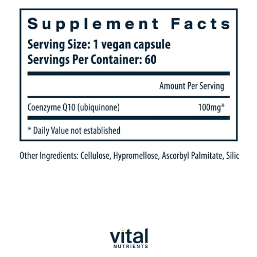 CoEnzyme Q10 100 mg Vital Nutrients supplements