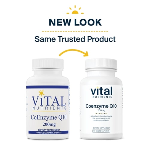 CoEnzyme Q10 200 mg Vital Nutrients new look