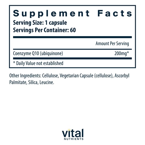 CoEnzyme Q10 200 mg Vital Nutrients supplements