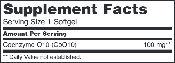 CoQ10 100 mg - 150 Softgels (NOW) Supplement Facts