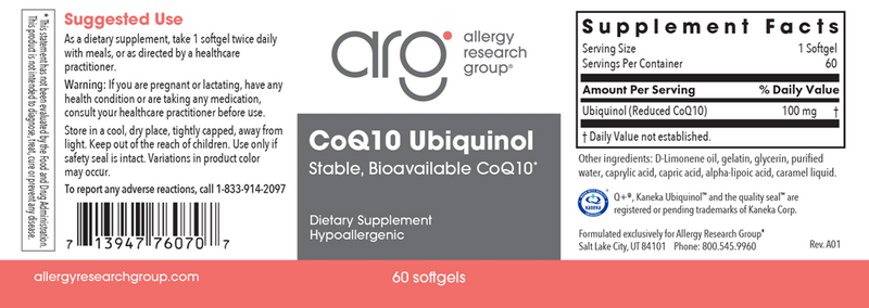 coqh-cf ubiquinol allergy research group label