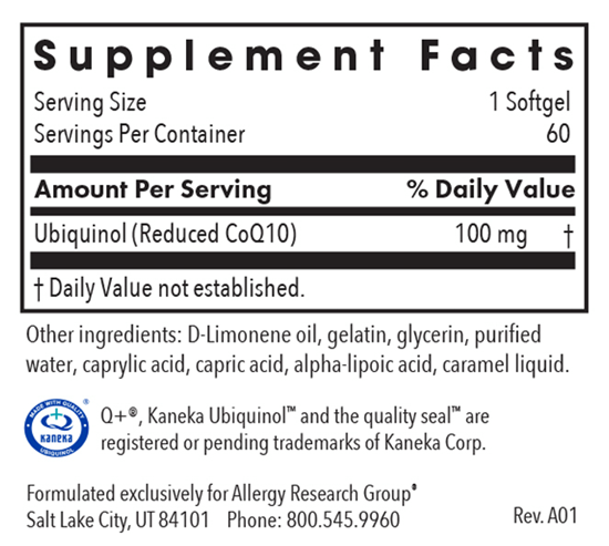 coqh-cf ubiquinol allergy research group supplement facts