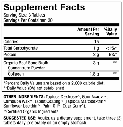 Collagen Organic Beef Broth (Dr. Mercola) supplement facts