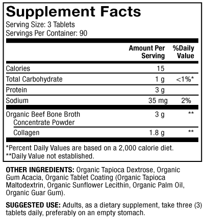 Collagen Organic Beef Broth (Dr. Mercola) supplement facts