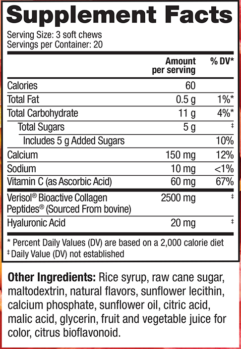 Collagen Replenish Chews Reserveage supplement facts