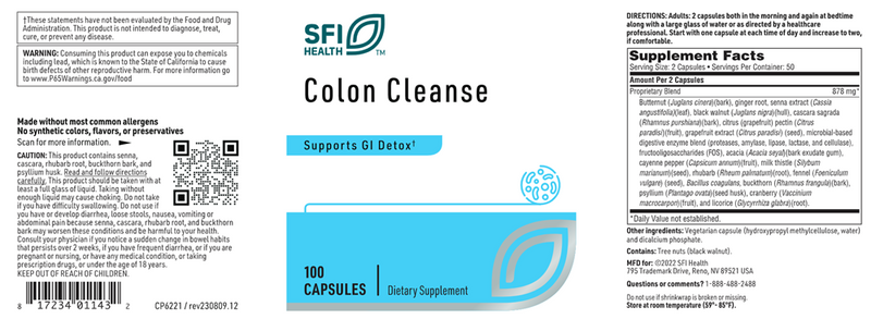 colon cleanse sfi health label