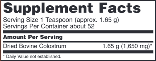 Colostrum Powder (NOW) Supplement Facts