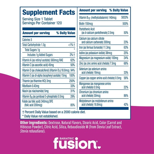 Complete Chewable Multivitamin - Mixed Berry Bariatric Fusion supplement facts