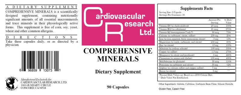 Comprehensive Minerals (Ecological Formulas) Label