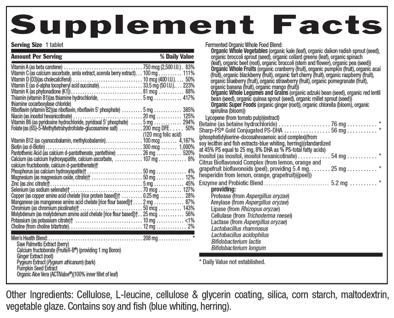 Core Daily 1 Men's 50+ (Country Life) supplement facts