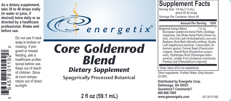 Core Goldenrod Blend (Energetix) Label