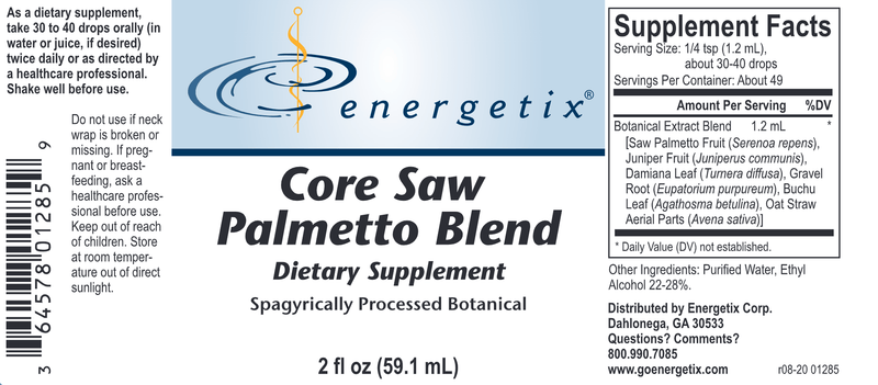 Core Saw Palmetto Blend (Energetix) Label