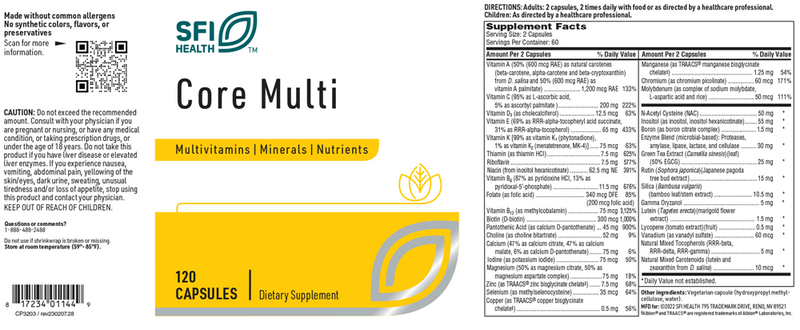 core multi sfi health label