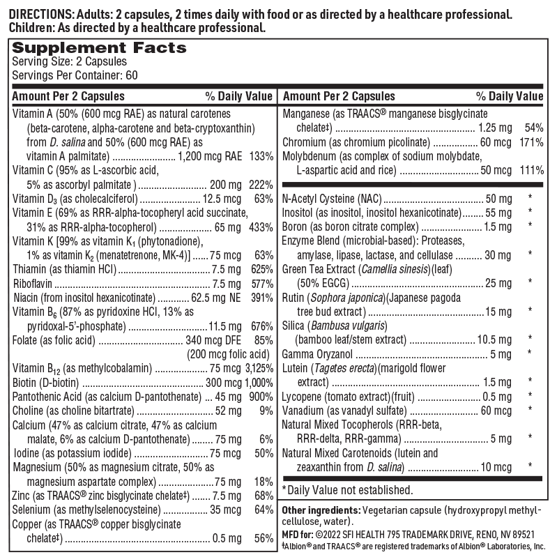 core multi sfi health supplement facts