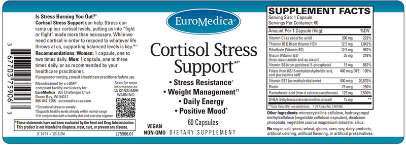 Cortisol Stress Support Euromedica Label