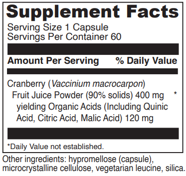 cranberry davinci labs supplement facts