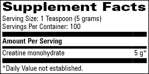 Creatine Powder Progressive Labs supplement facts