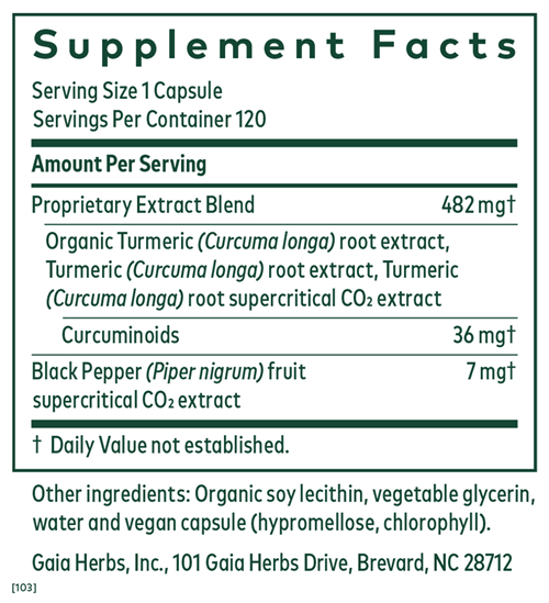 Curcuma Supreme NF-kB Formula (Gaia Herbs Professional Solutions) supplement facts