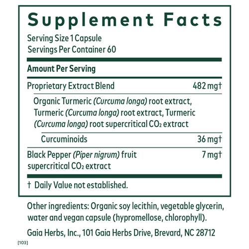 Curcuma Supreme NF-kB Formula (Gaia Herbs Professional Solutions) supplement facts