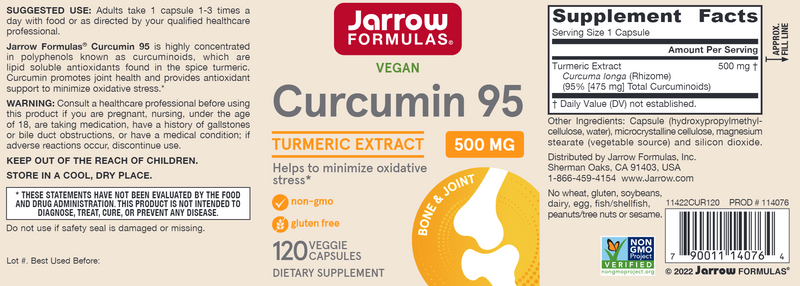 Curcumin 95 Jarrow Formulas label