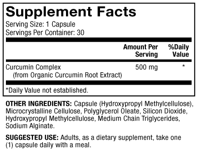 Curcumin Advanced (Dr. Mercola) supplement facts