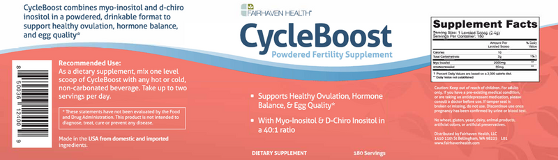 CycleBoost (Fairhaven Health) label