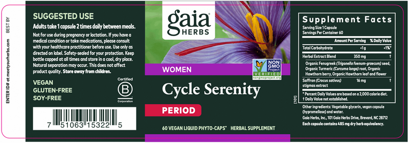 Cycle Serenity Period Gaia Herbs label