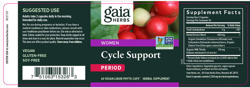 Cycle Support Period Gaia Herbs label