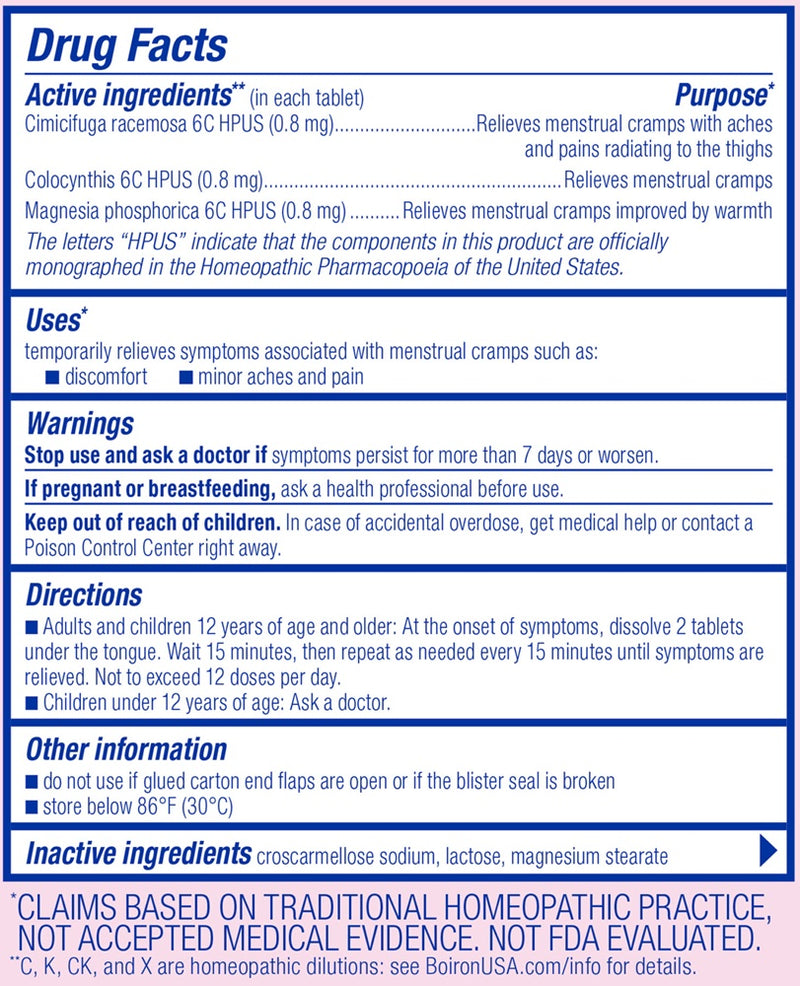 cyclease cramp boiron drug facts