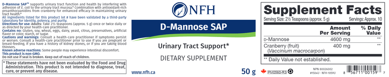 D-Mannose SAP (NFH Nutritional Fundamentals) Label