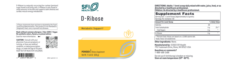 d-ribose sfi health label