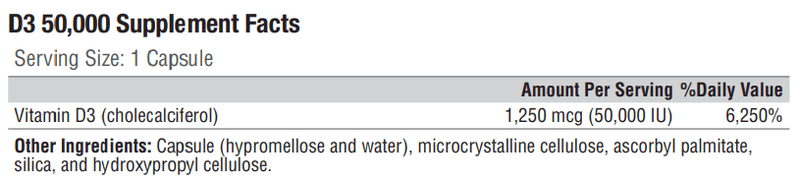 D3 50,000 supplement facts Xymogen