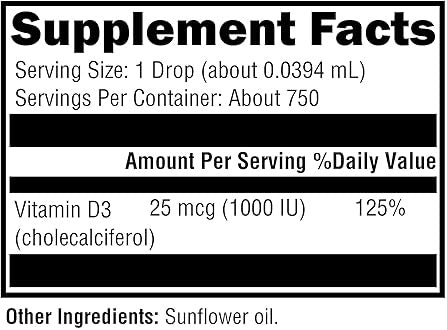 D3 Liquid (Xymogen) Supplement Facts