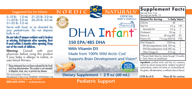 DHA Infant 2 Fluid Ounces w/ Dropper (Nordic Naturals) Label