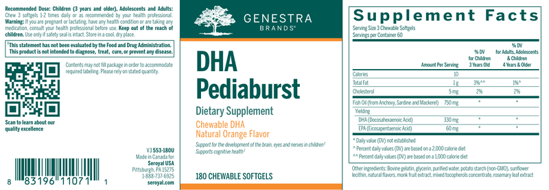 DHA Pediaburst label Genestra