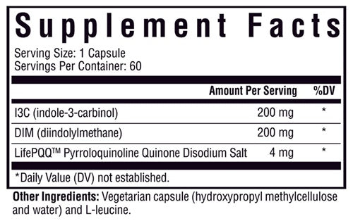 DIM + I3C Seeking Health supplement facts