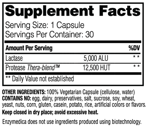 DairyAssist Enzymedica supplement facts