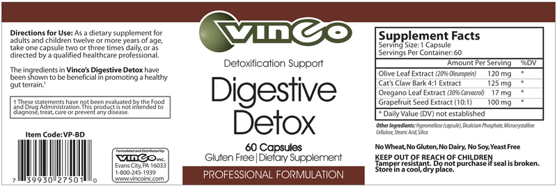 Digest Detox Vinco label